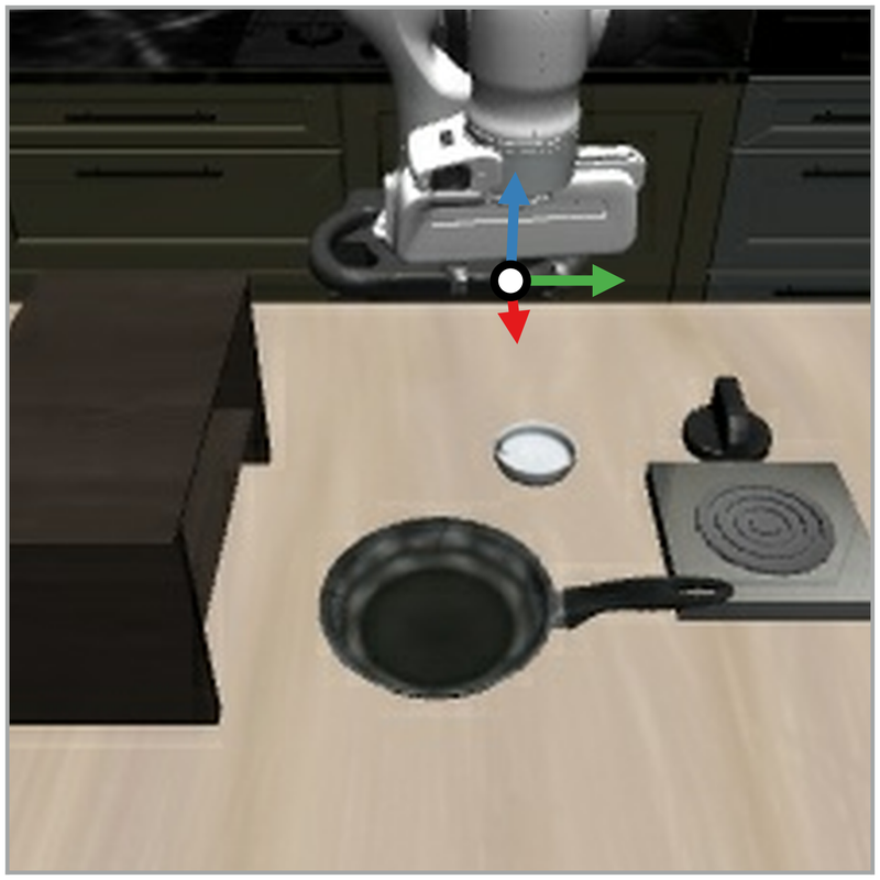 put the frying pan on the cabinet shelf (frame 0010)